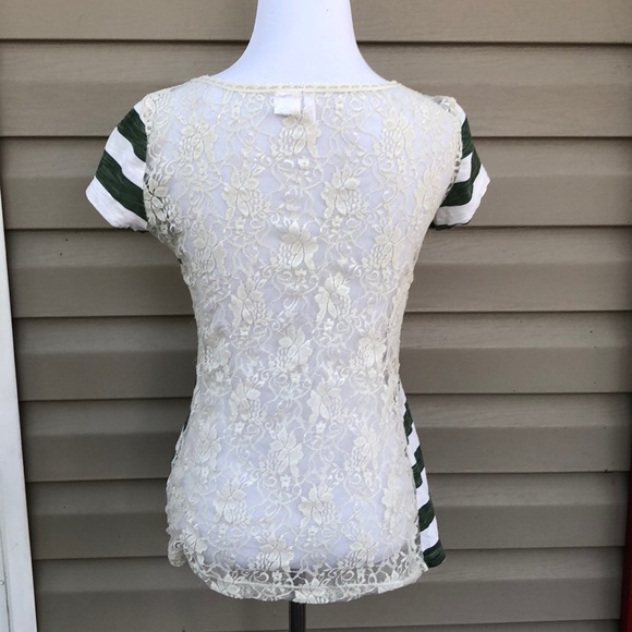 COPY - Bongo women’s green/white striped short sleeve top - Picture 3 of 6